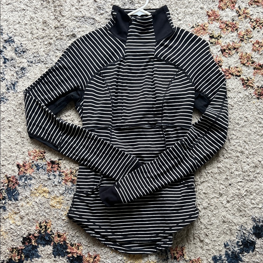 Black and White lululemon Striped Quarter zip